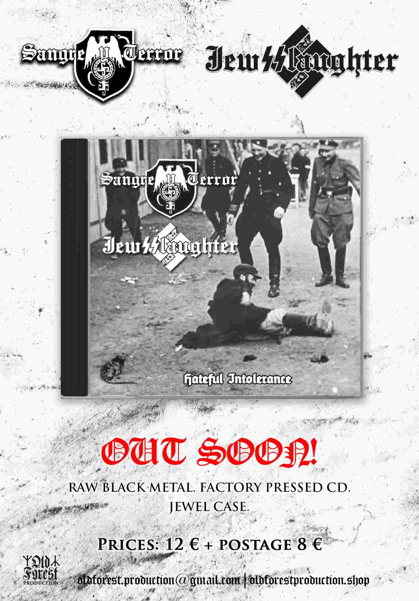 Sangre y Terror / Jew@laughter - Hateful Intolerance split cd  - Old Forest Production image 1